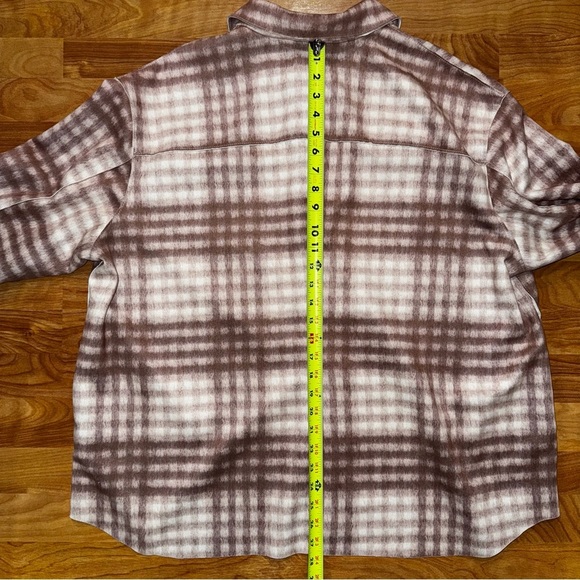 Workshop Republic Beige Flannel Faux Leather Suede Shacket Snap Buttons - Picture 10 of 13